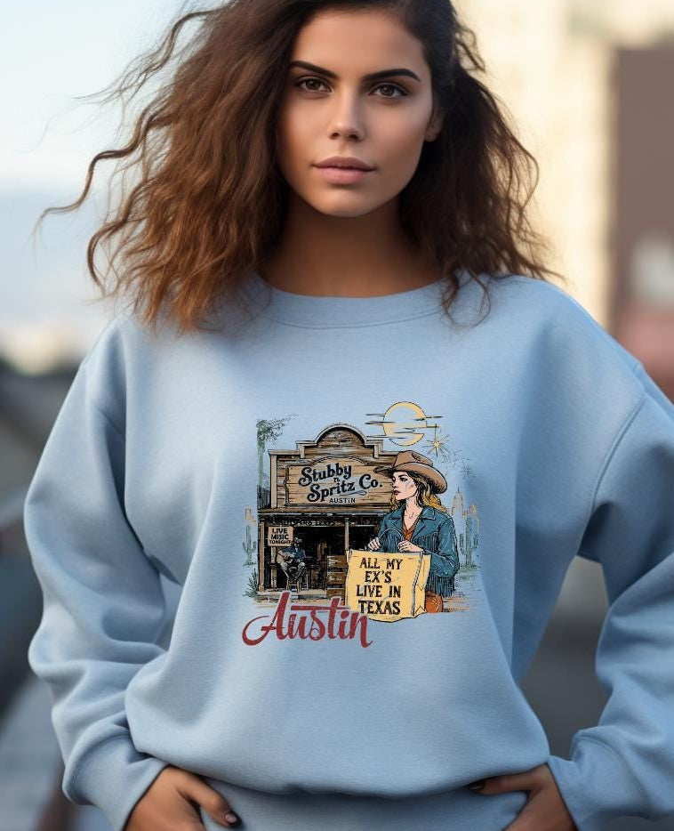 All My Exs Live In Texas Sweatshirt Premium Cotton Blend Limited Release Collectors Item