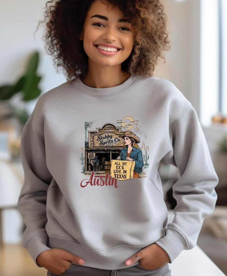 All My Exs Live In Texas Sweatshirt Premium Cotton Blend Limited Release Collectors Item