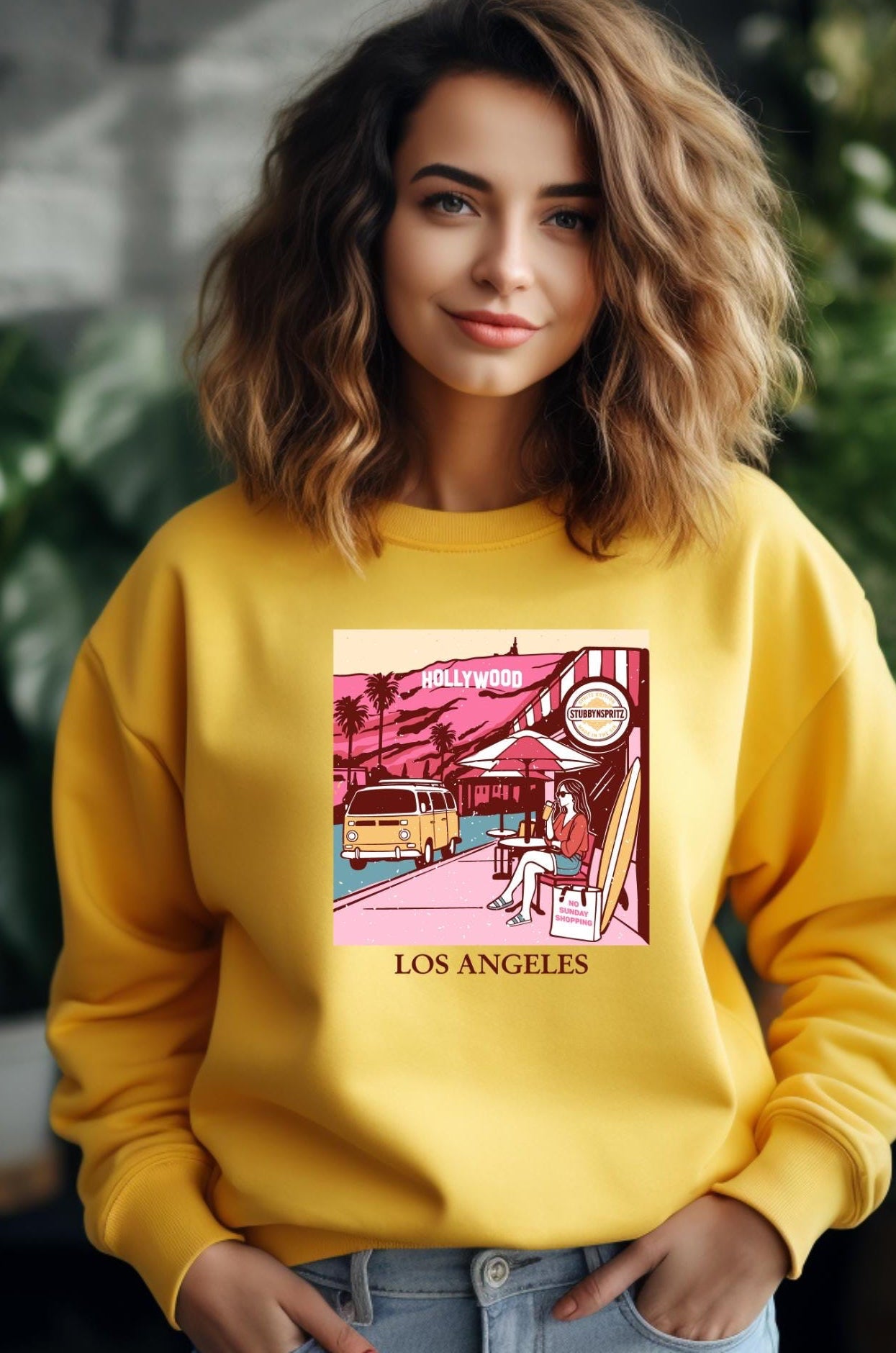 Los Angeles Cafe Sweatshirt: Vintage Unisex Crewneck