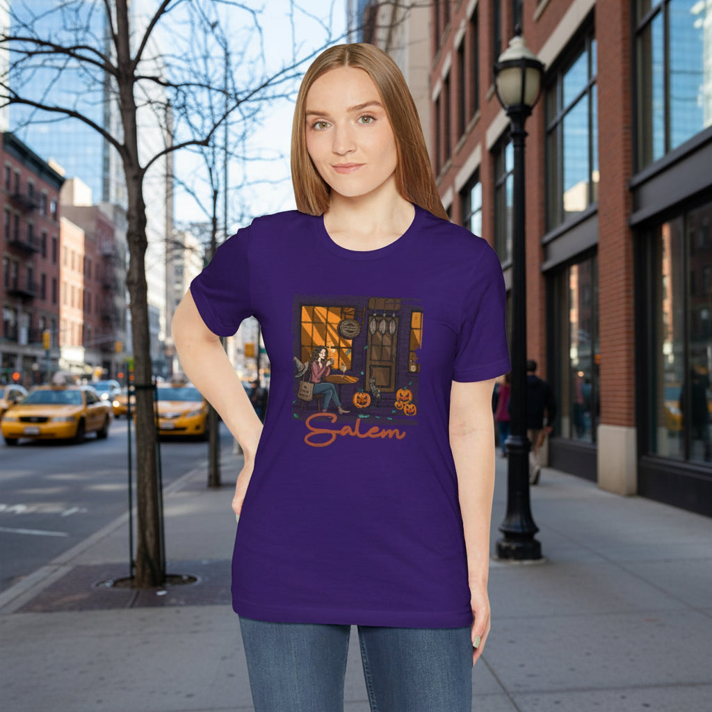 Salem Black Cat Halloween T-Shirt - Unisex Cotton Tee