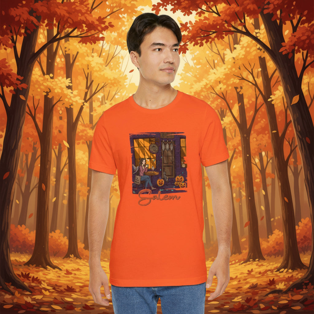 Salem Black Cat Halloween T-Shirt - Unisex Cotton Tee