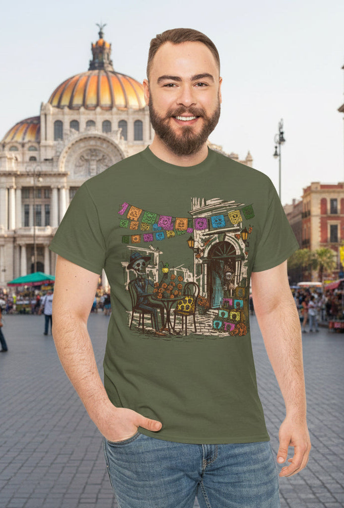 Artistic Cafe Gathering T-Shirt: Coffee Lover Unisex Tee