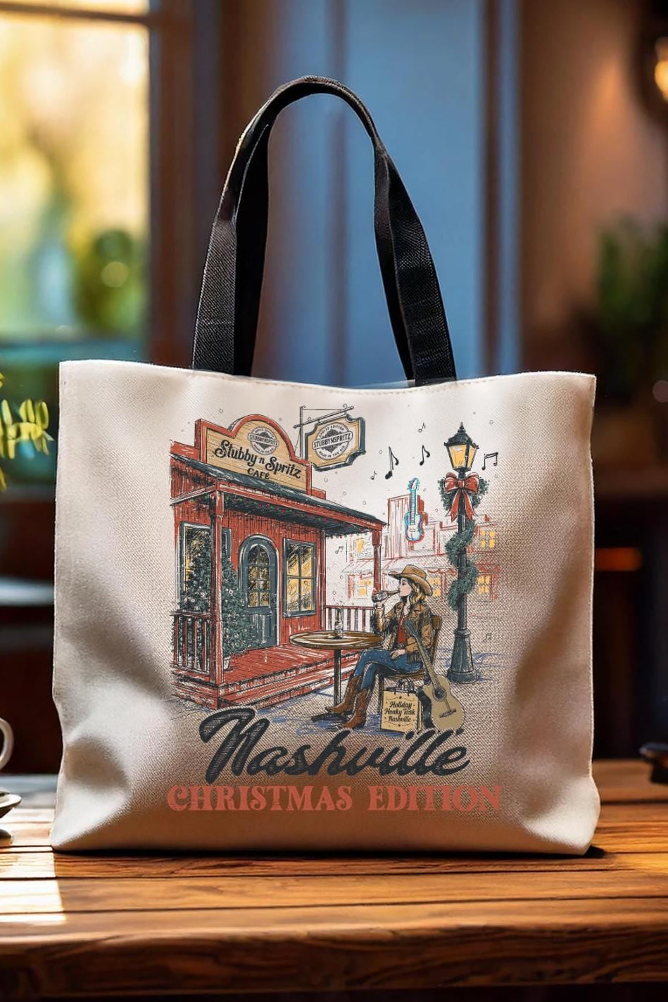Nashville Christmas Edition Tote Bag: Country Music Lover Gift