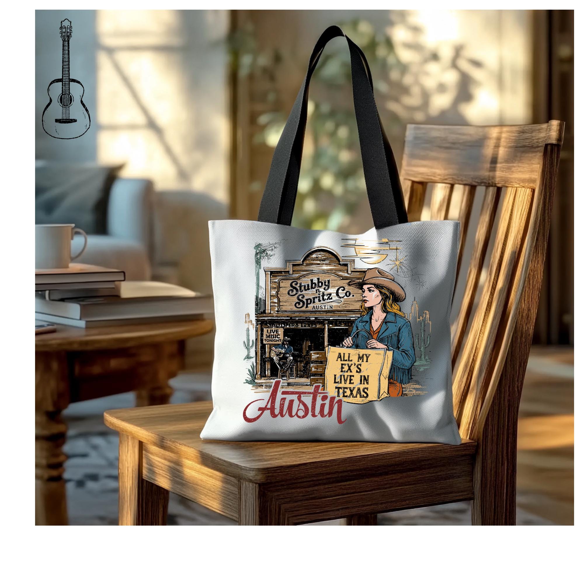 Texas Country Music Tote Bag: All My Ex's Design