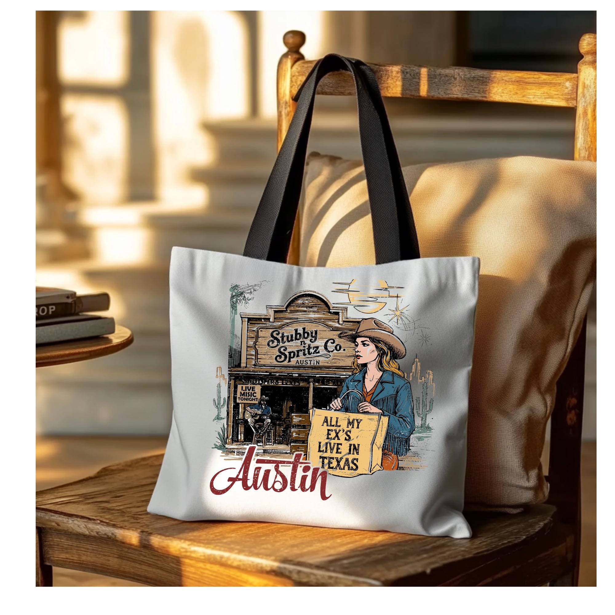 Texas Country Music Tote Bag: All My Ex's Design