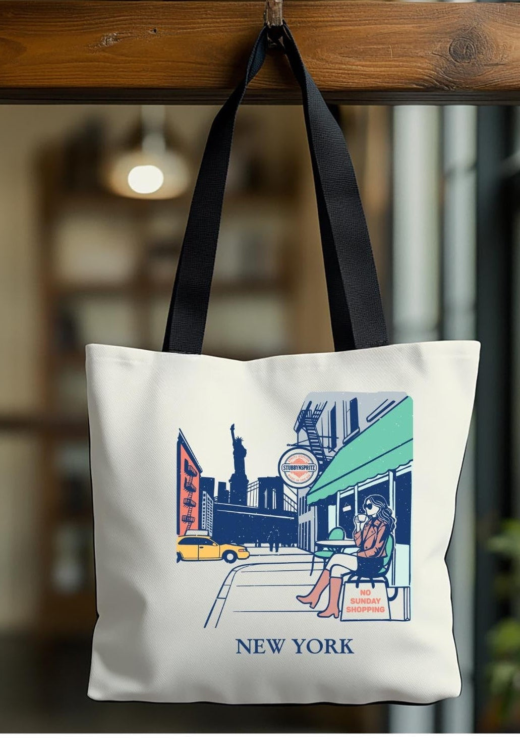 NYC Cityscape Tote Bag: Polyester All-Over Print