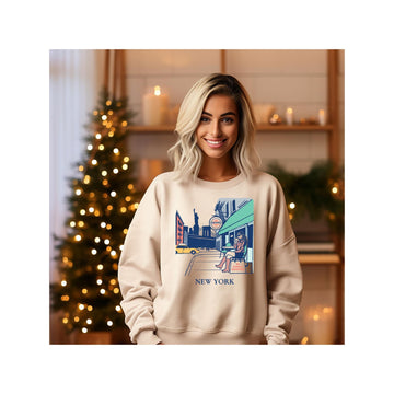NYC Café Sweatshirt: Unisex New York Graphic Crewneck