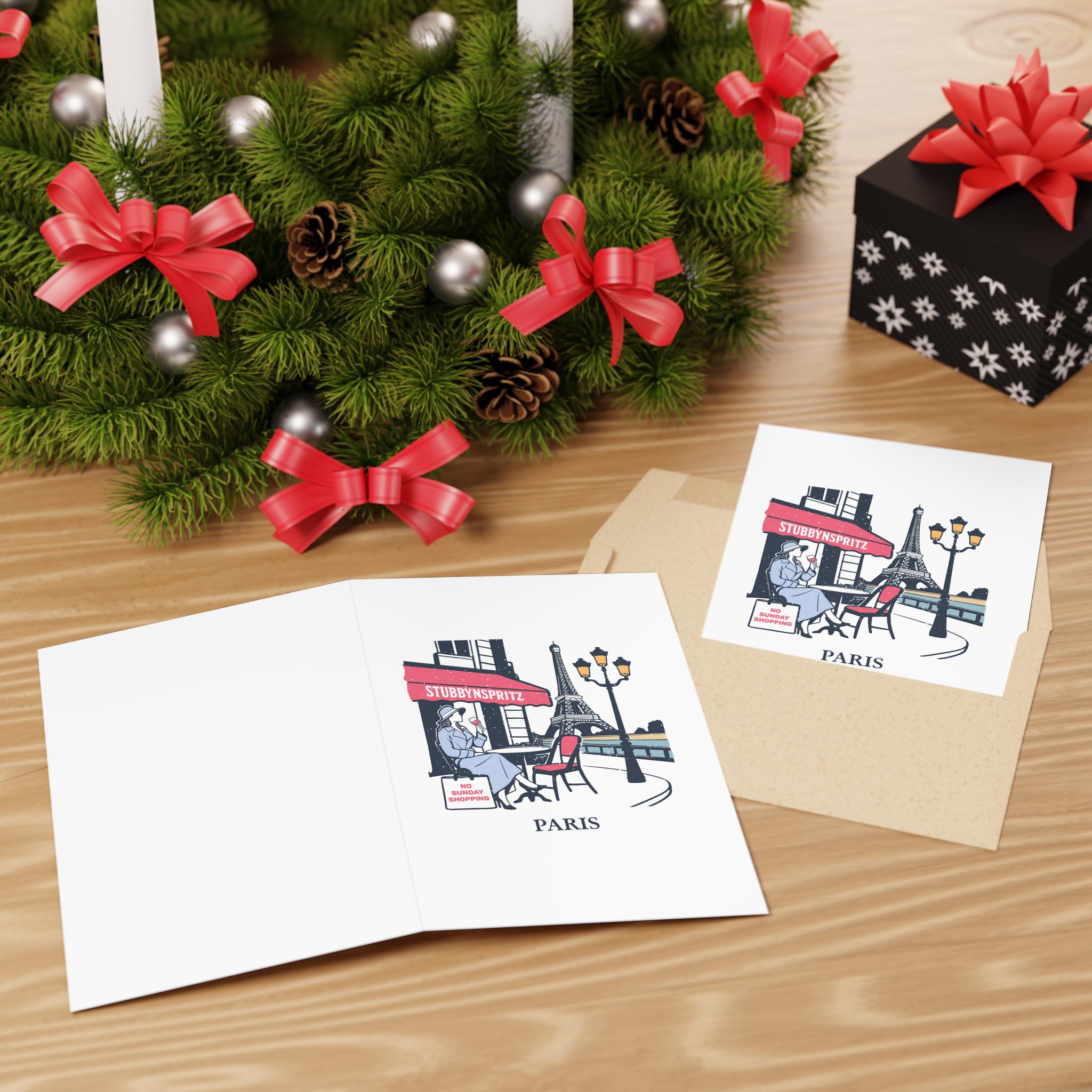 Greeting Cards, Paris Eiffel Tower Cafe Card - Hand Drawn Design, Stationery Set, Note Cards, Blank Cards, French Parisian Cards, Art Cards