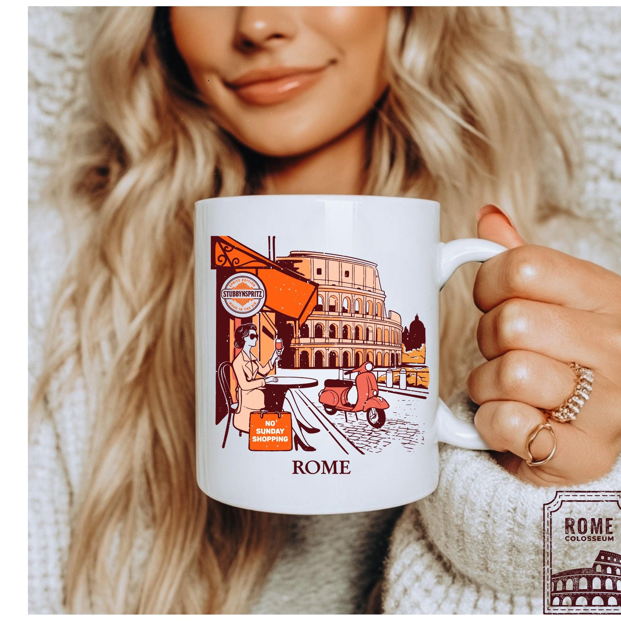 Rome Cafe Ceramic Mug: Italian Travel Souvenir