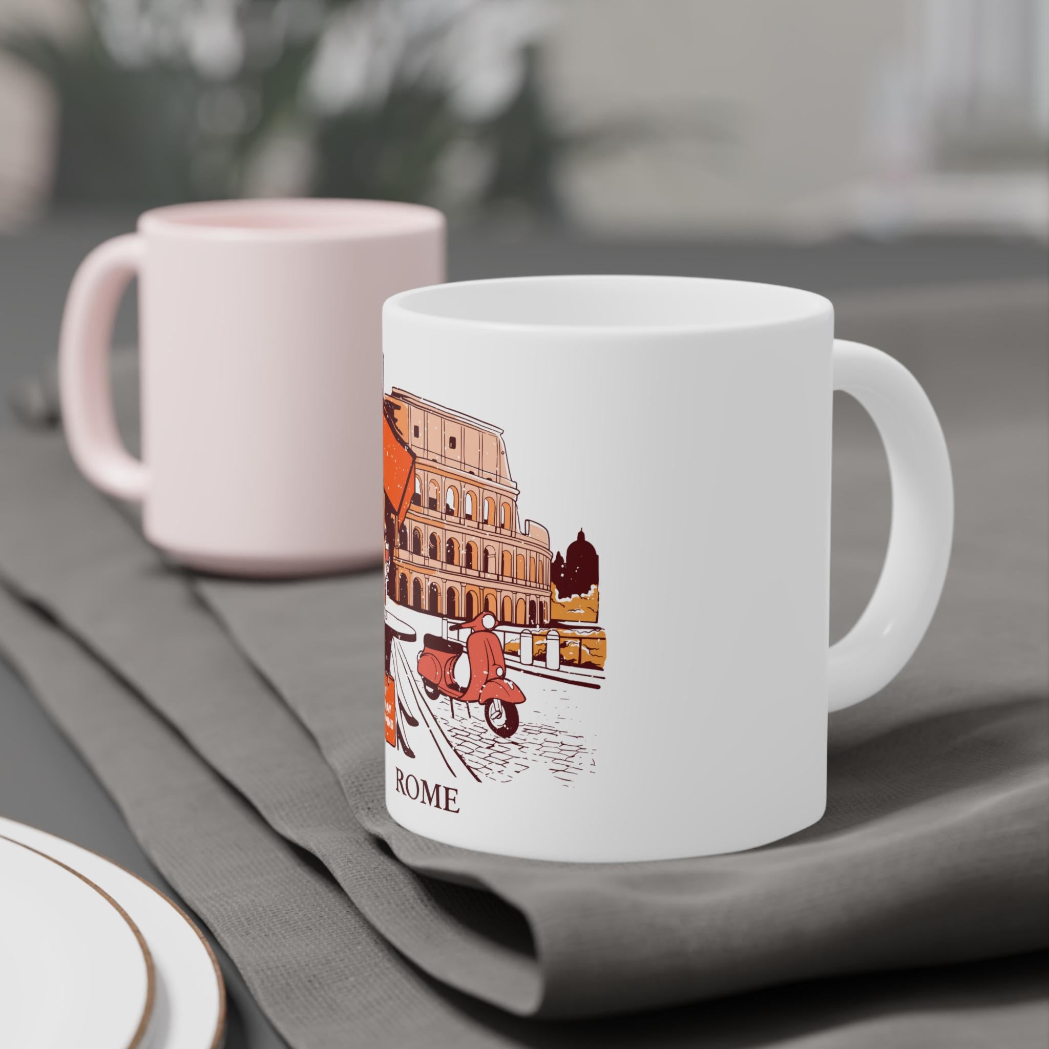 Rome Cafe Ceramic Mug: Italian Travel Souvenir