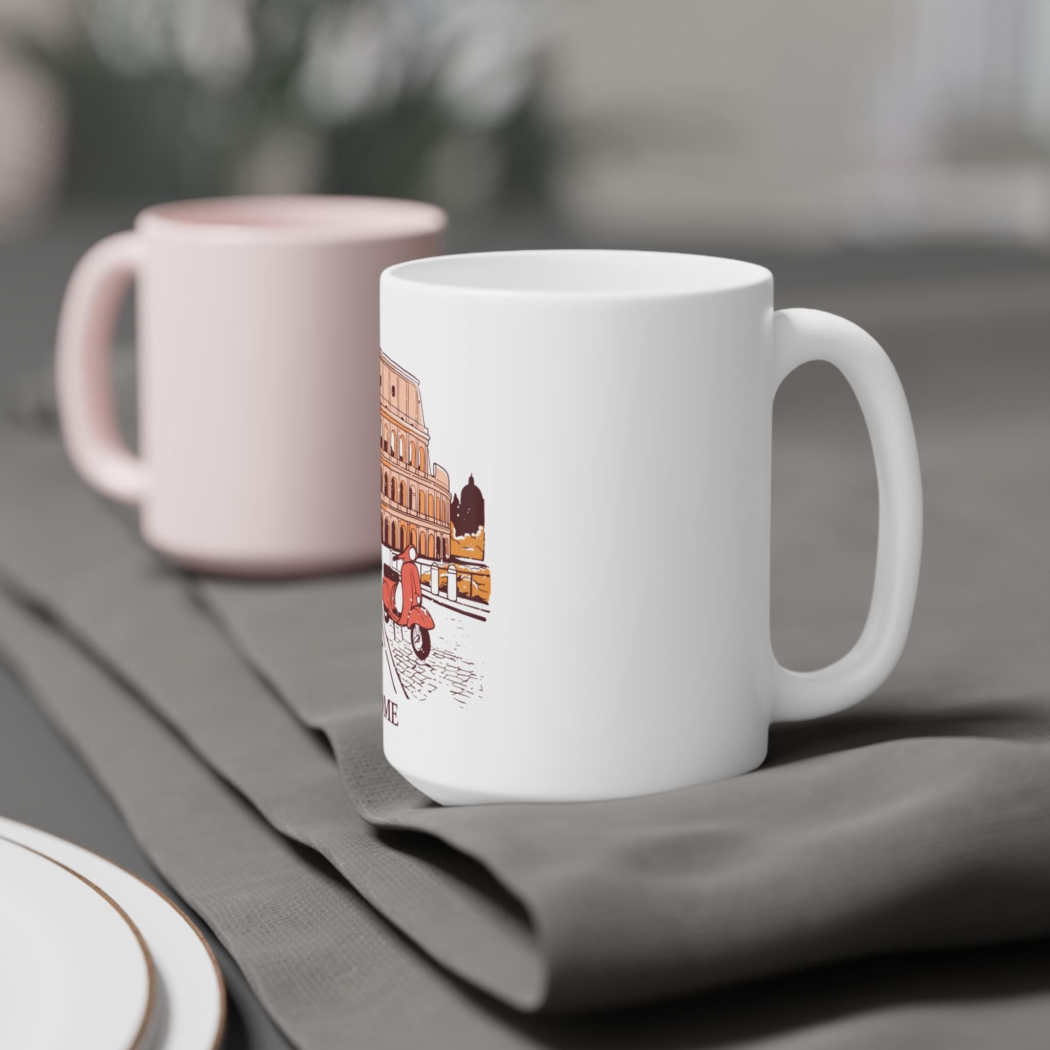 Rome Cafe Ceramic Mug: Italian Travel Souvenir