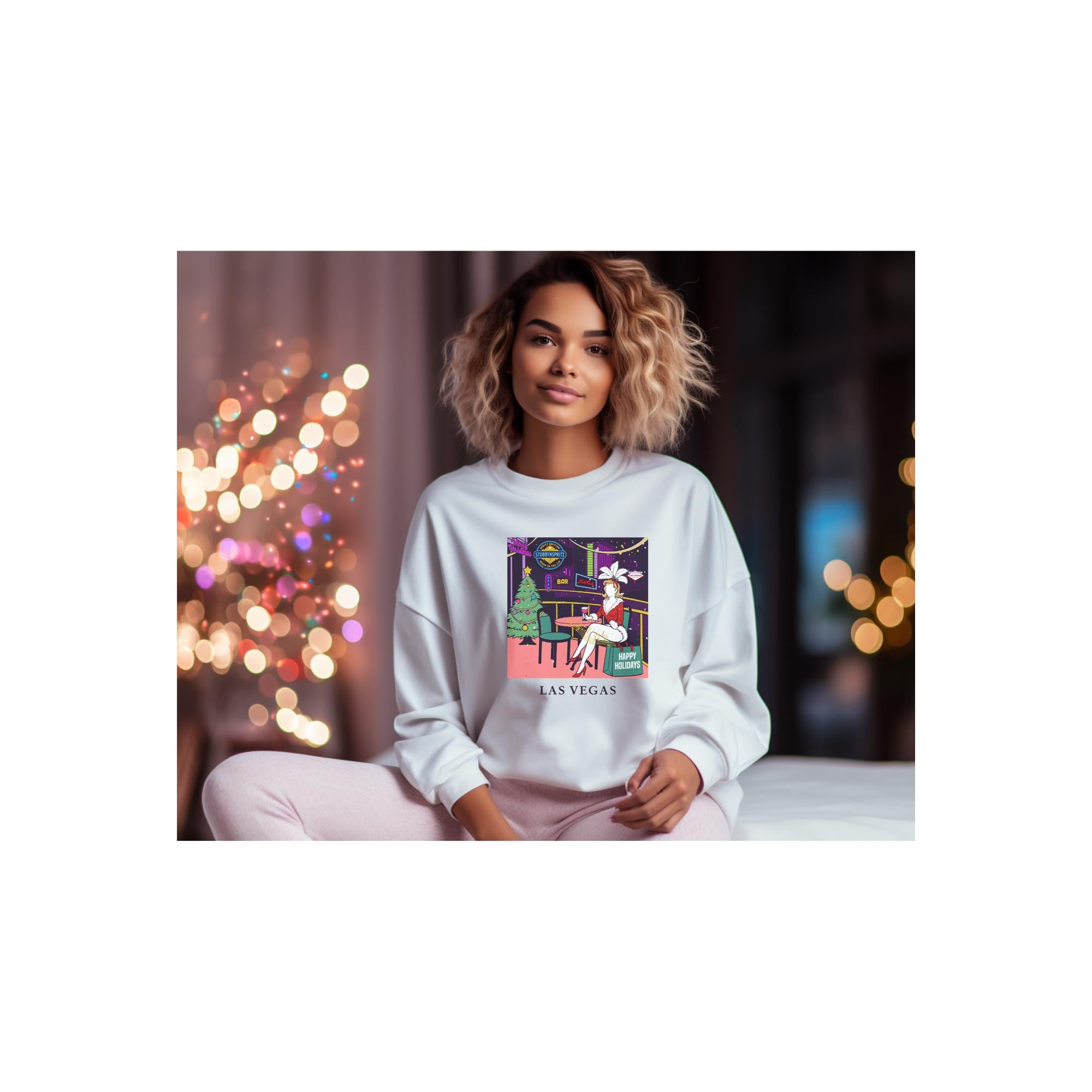 Las Vegas Showgirl Christmas Sweatshirt: Retro Holiday Crewneck