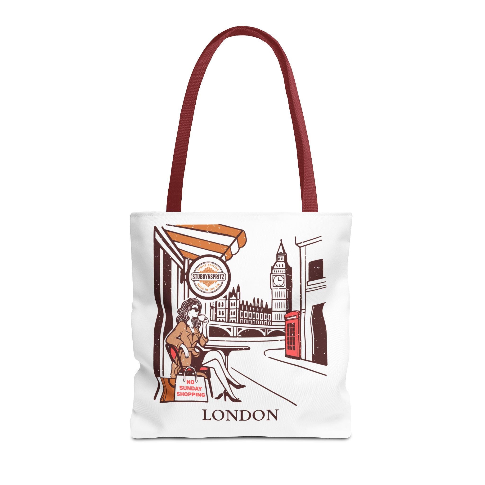 London Retro Design Tote Bag: Chic Polyester Travel Shopping Bag
