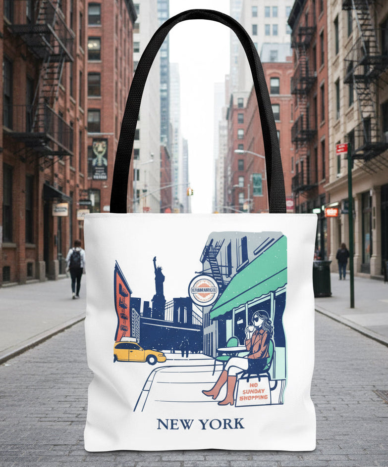 NYC Cityscape Tote Bag: Polyester All-Over Print