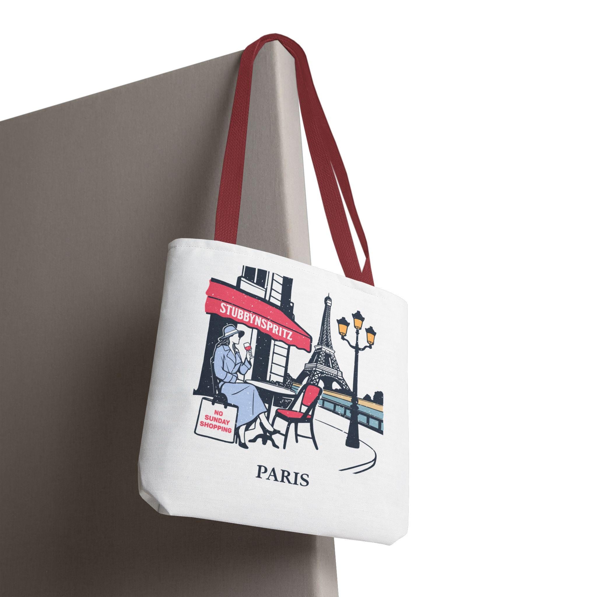Paris Cafe Polyester Tote Bag: Eiffel Tower Travel Bag