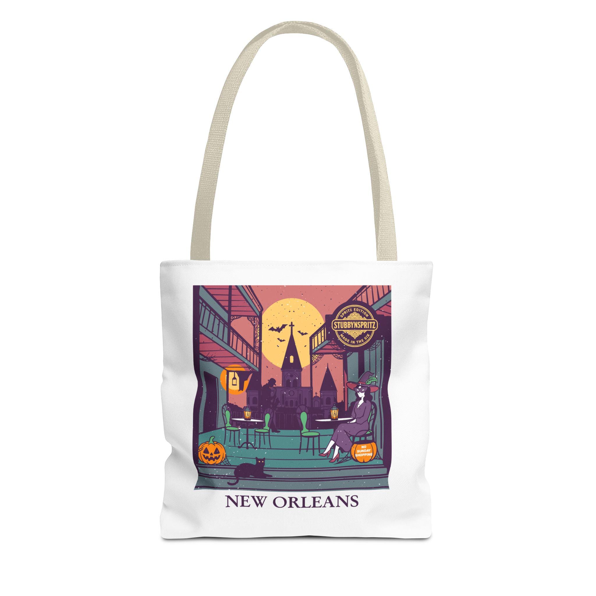 New Orleans Tote Bag: French Quarter Witch Scene Reusable Shopping Bag