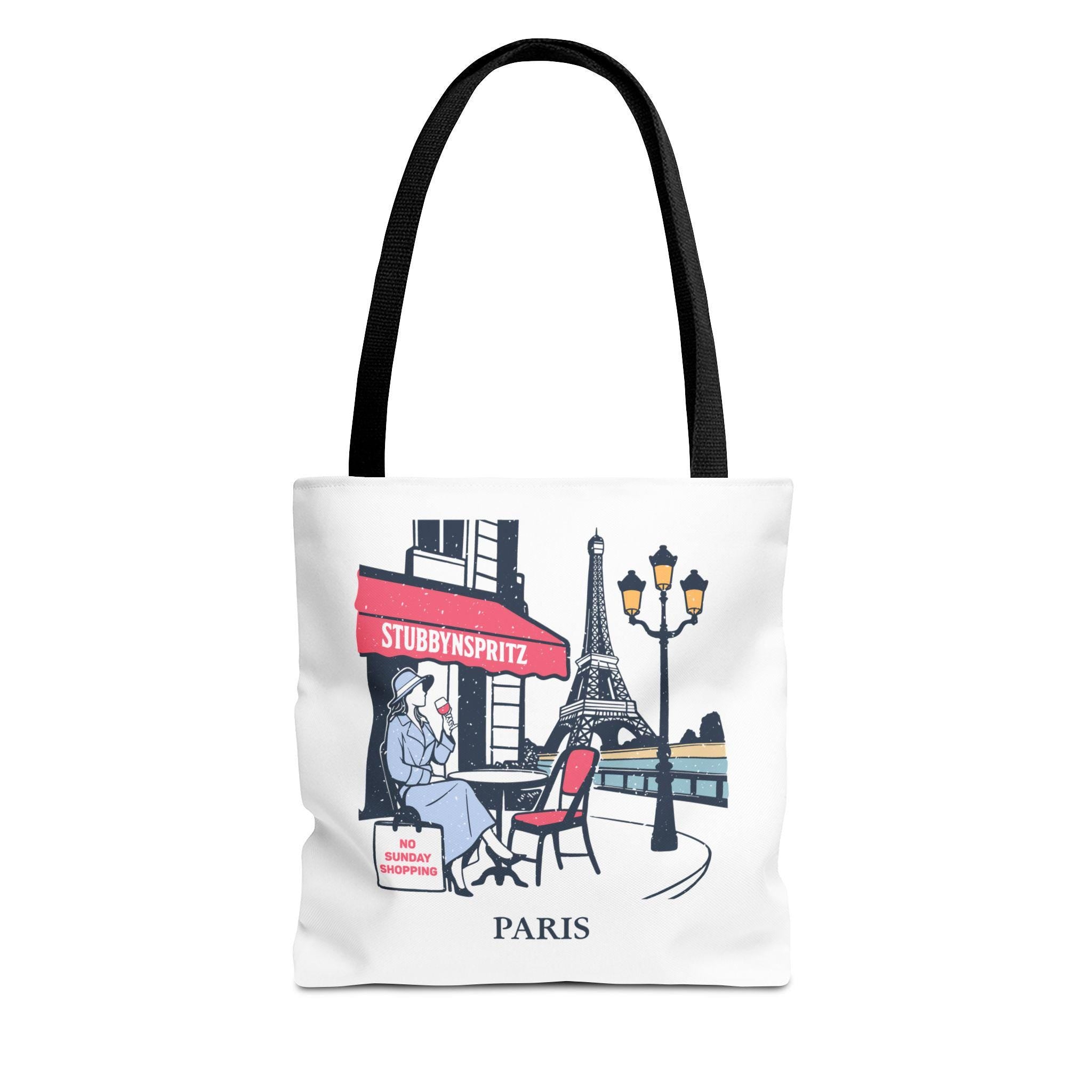 Paris Cafe Polyester Tote Bag: Eiffel Tower Travel Bag