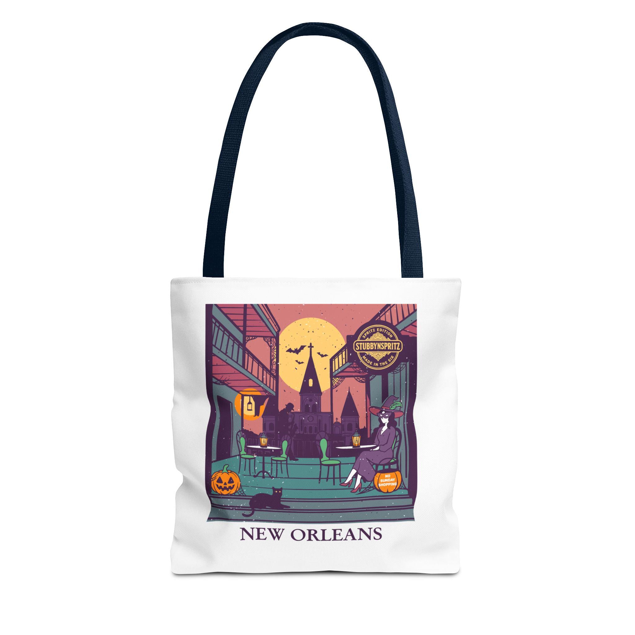 New Orleans Tote Bag: French Quarter Witch Scene Reusable Shopping Bag