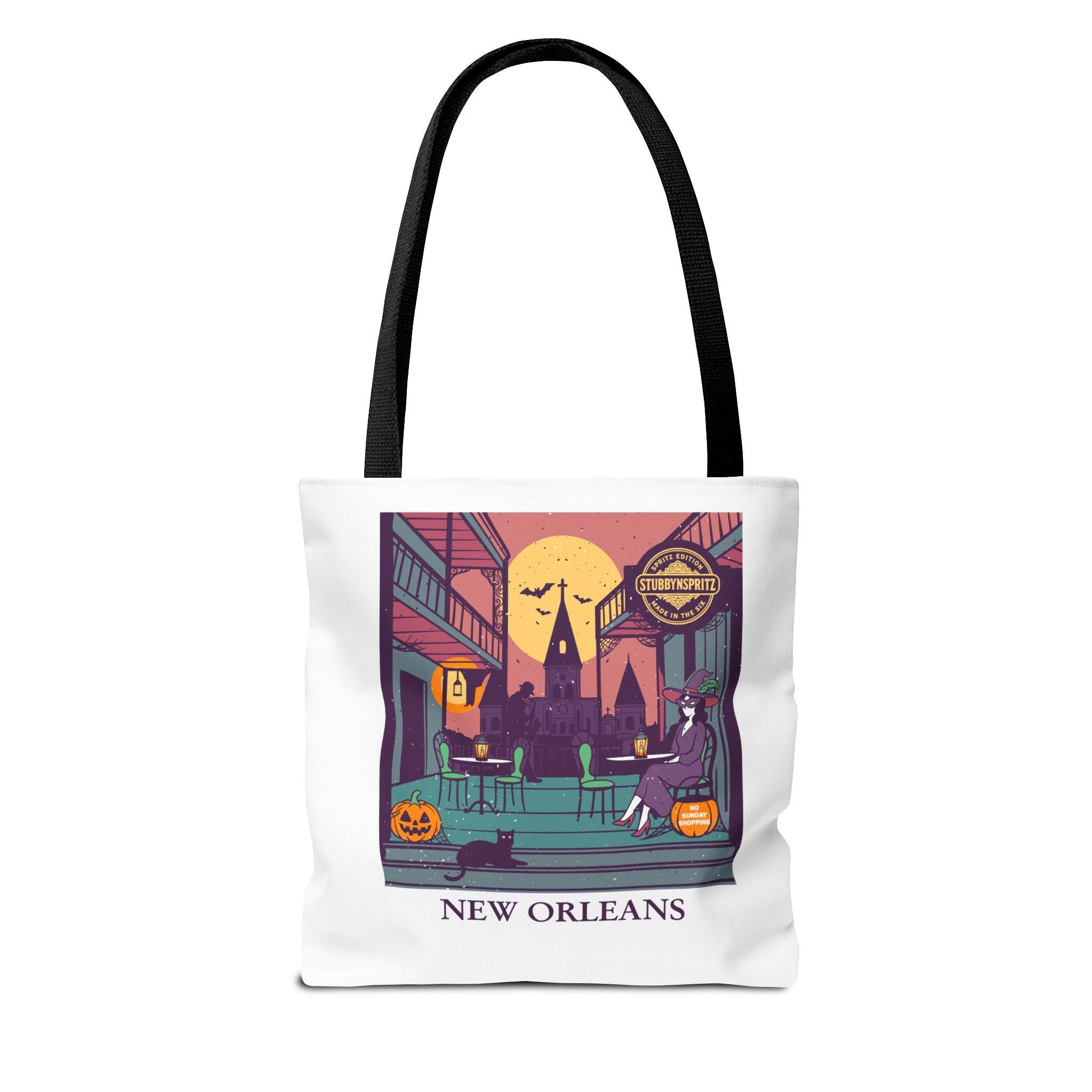 New Orleans Tote Bag: French Quarter Witch Scene Reusable Shopping Bag