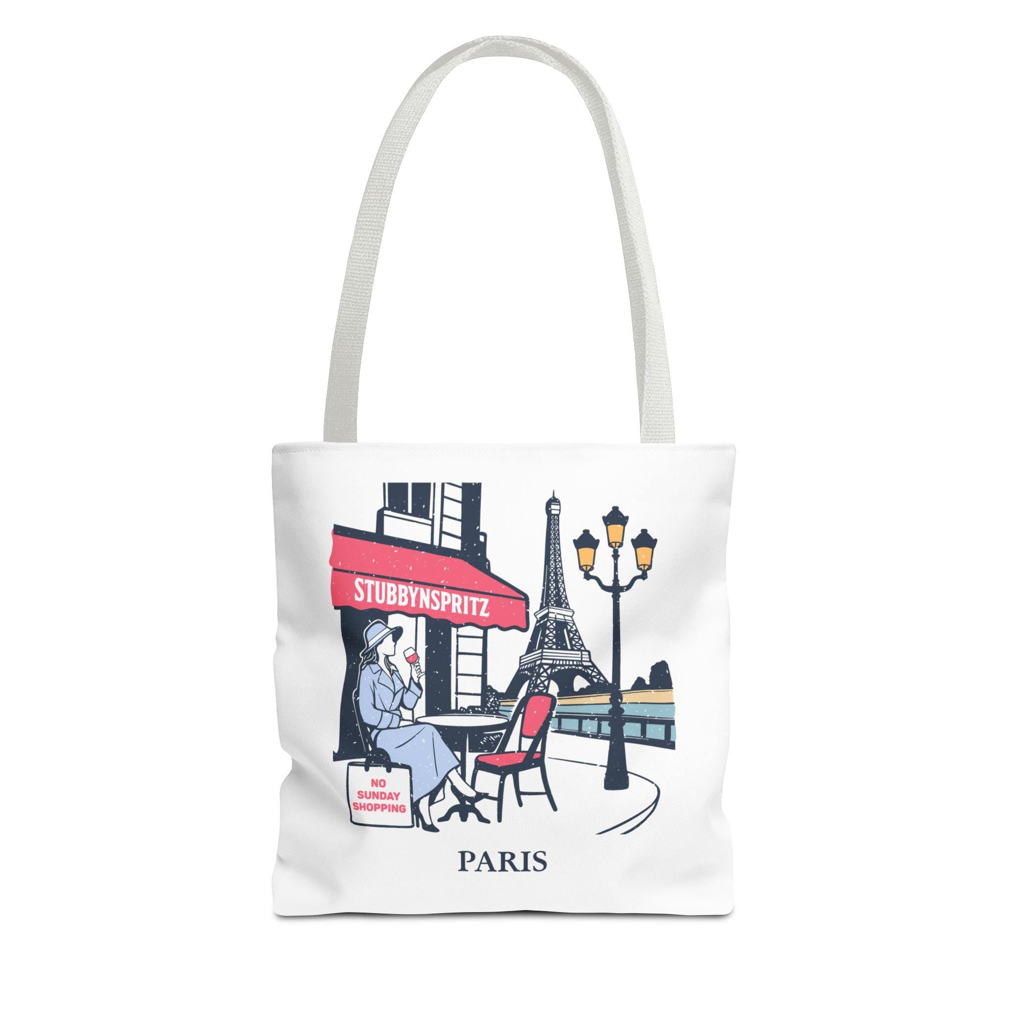 Paris Cafe Polyester Tote Bag: Eiffel Tower Travel Bag
