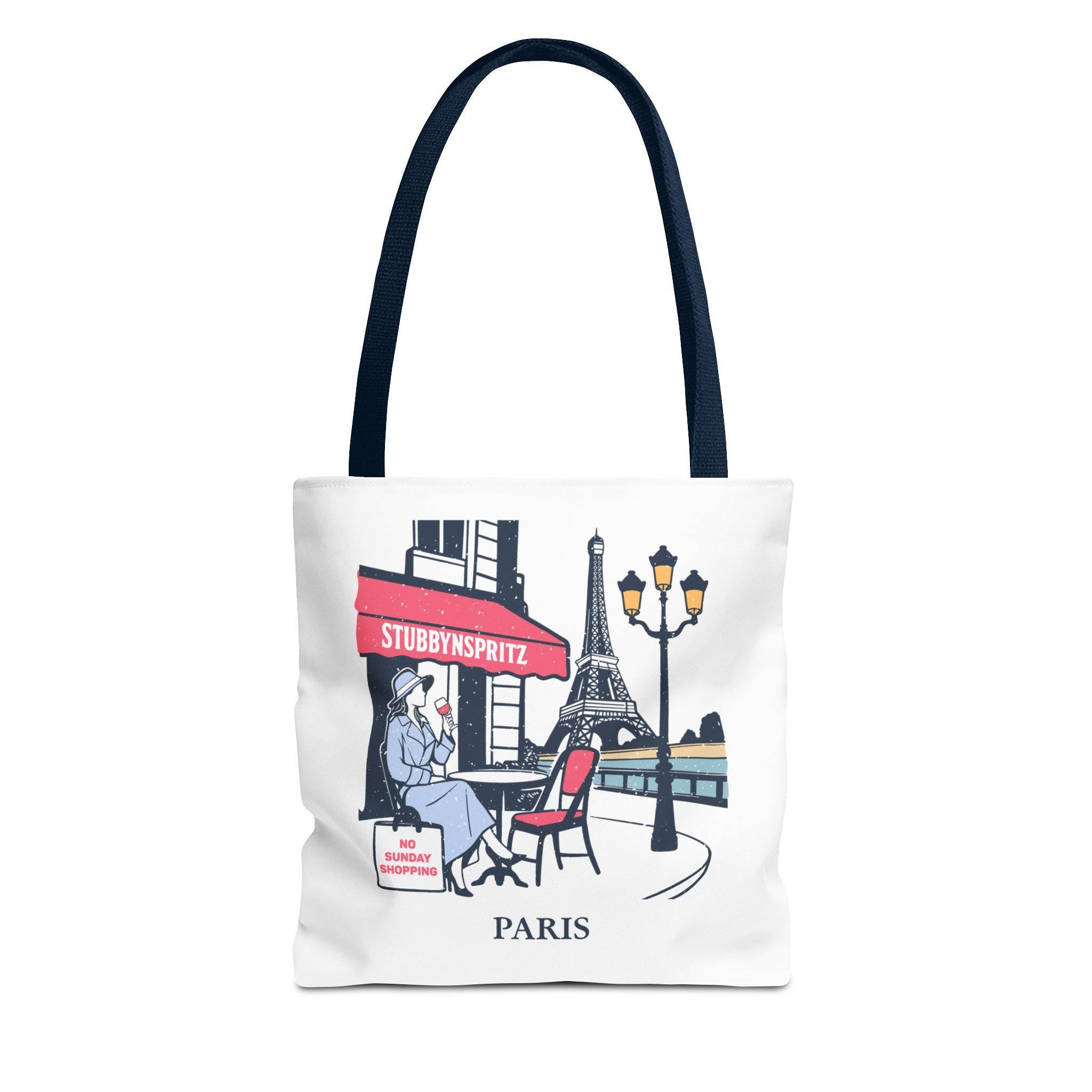 Paris Cafe Polyester Tote Bag: Eiffel Tower Travel Bag