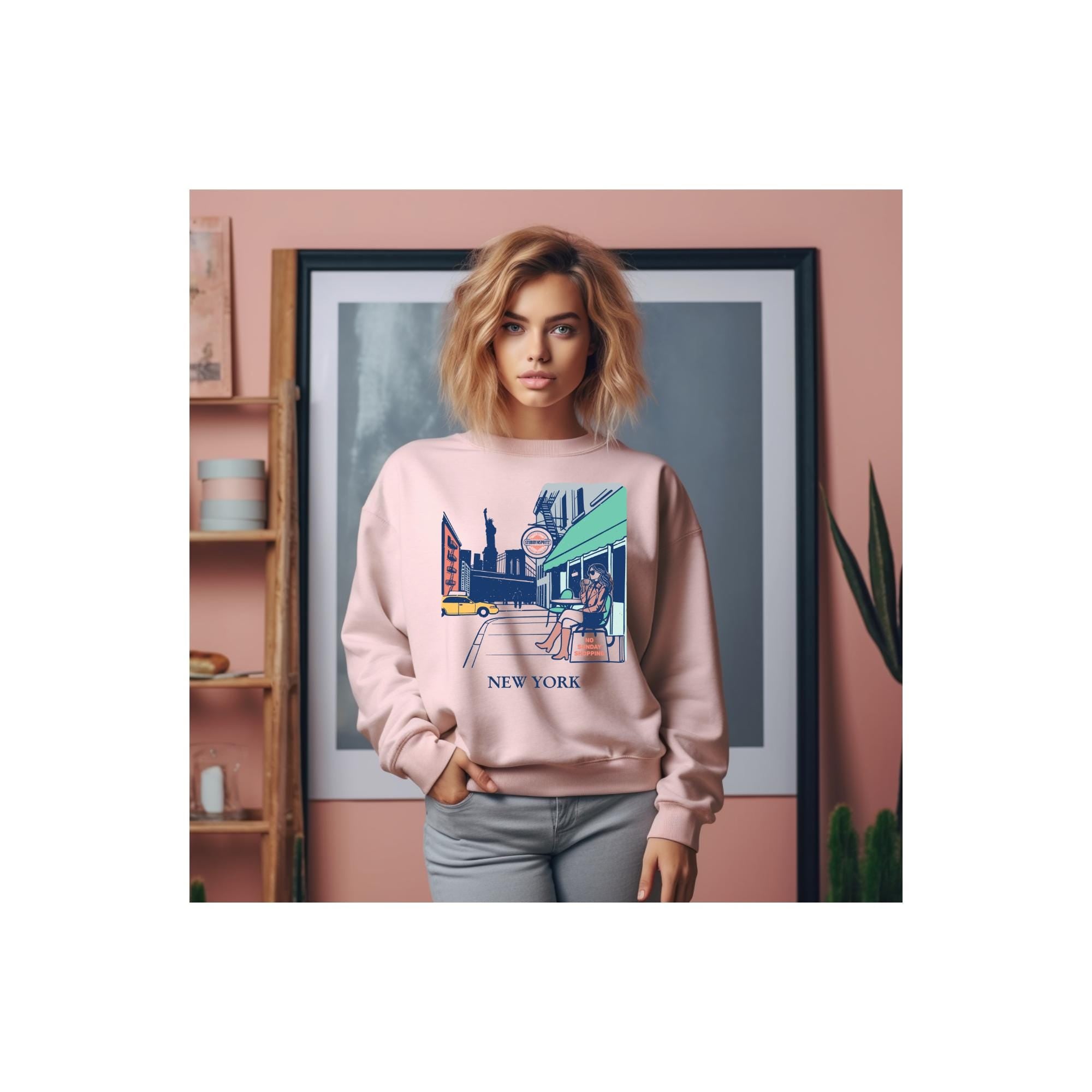 NYC Café Sweatshirt: Unisex New York Graphic Crewneck