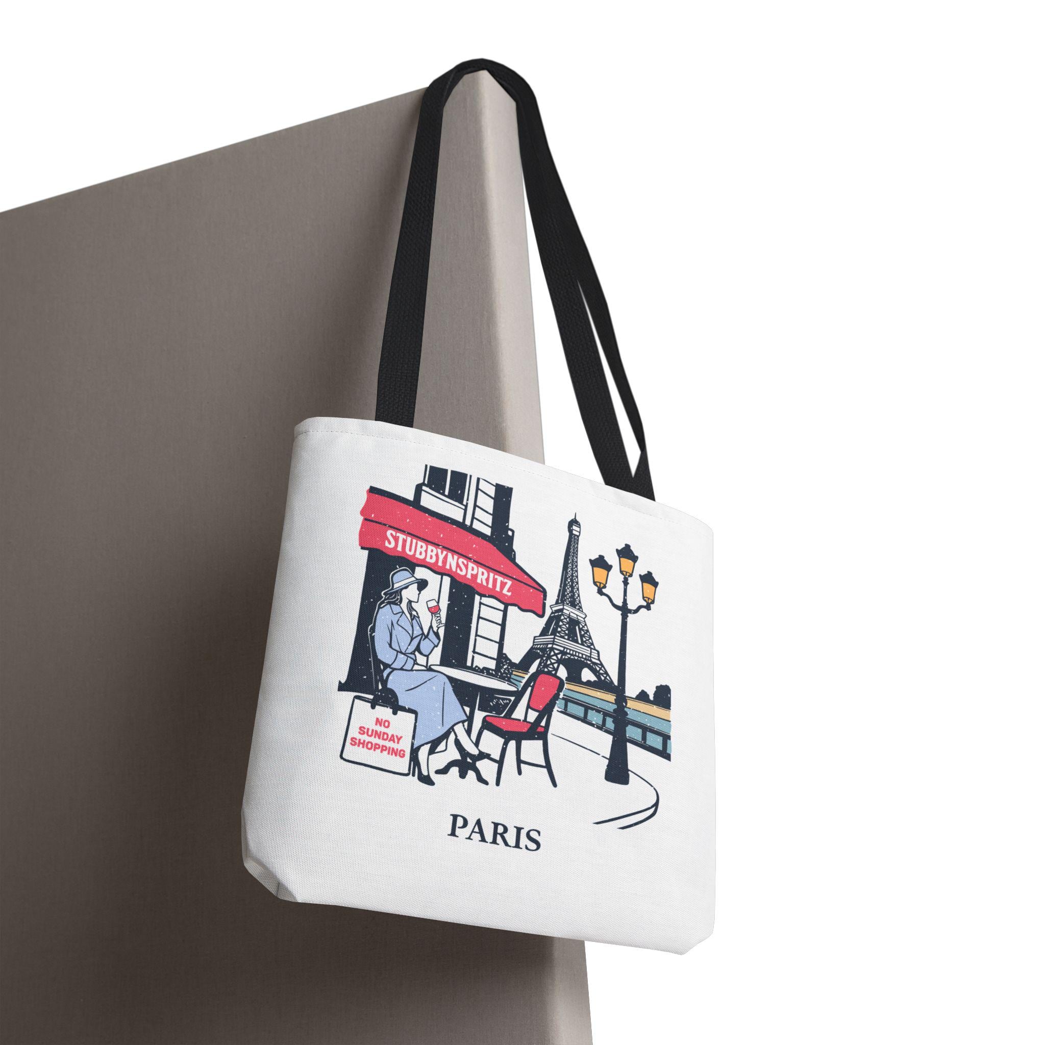 Paris Cafe Polyester Tote Bag: Eiffel Tower Travel Bag
