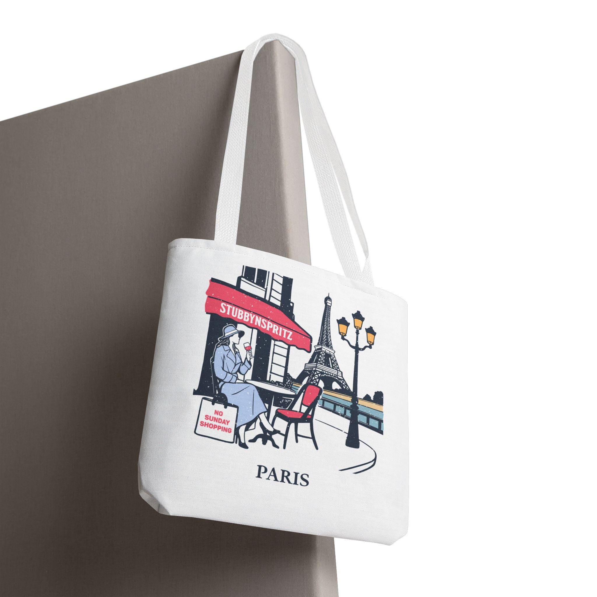Paris Cafe Polyester Tote Bag: Eiffel Tower Travel Bag