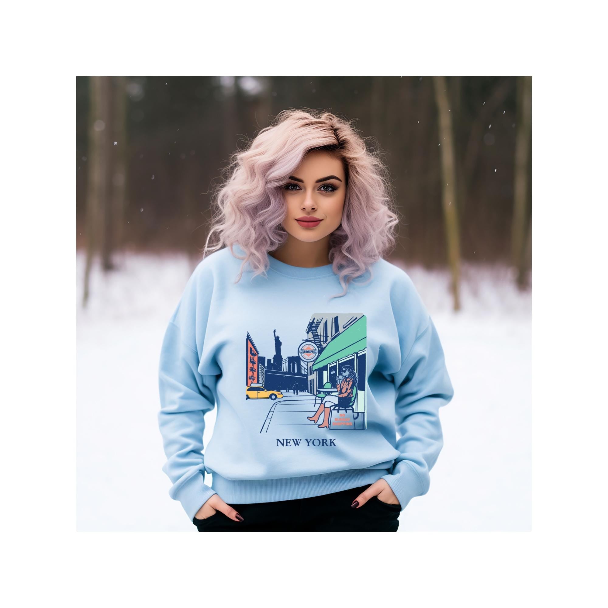 NYC Café Sweatshirt: Unisex New York Graphic Crewneck