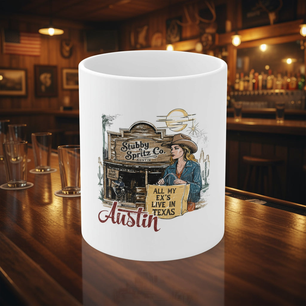 Texas Ceramic Coffee Mug: Country Music Gift, Western Decor