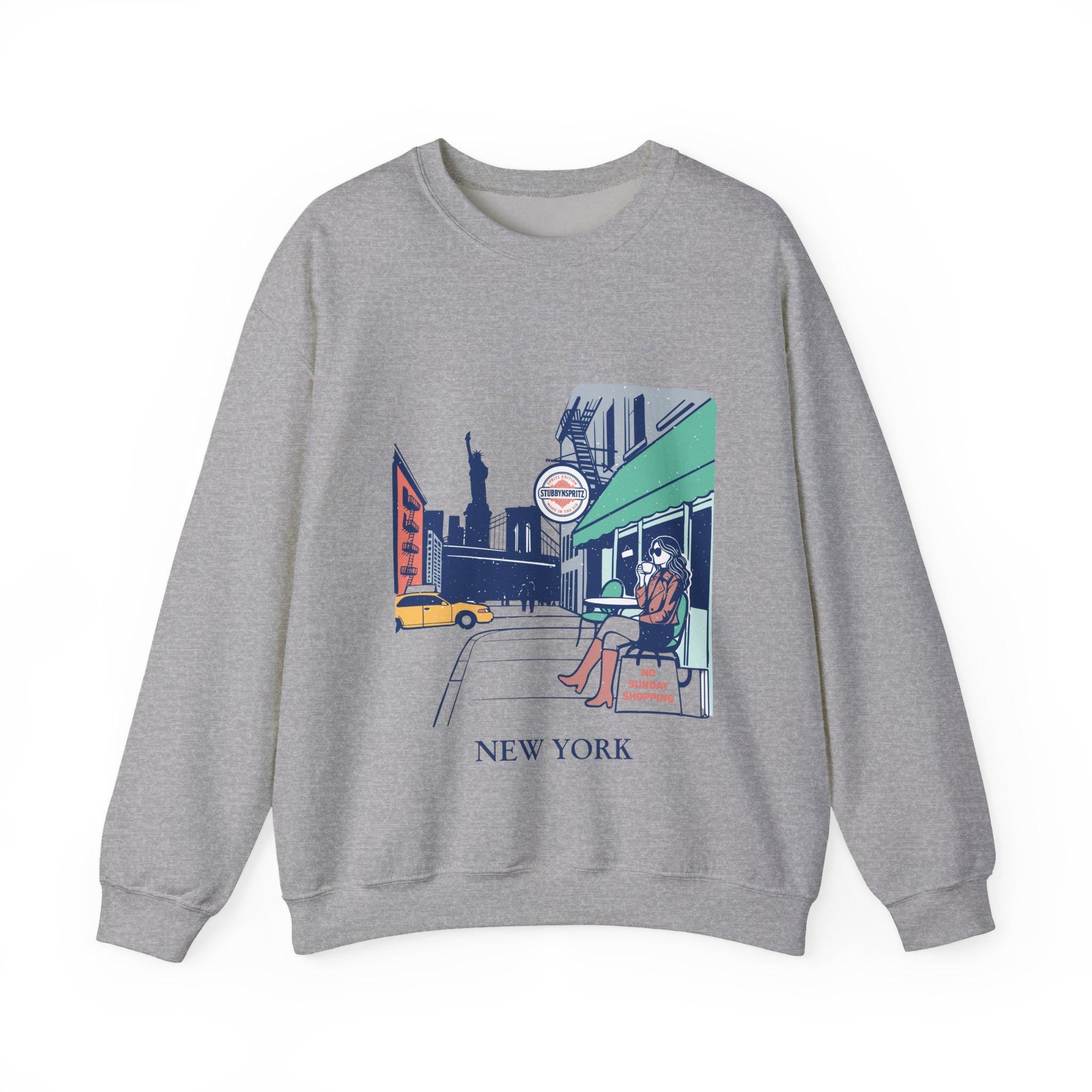 NYC Café Sweatshirt: Unisex New York Graphic Crewneck