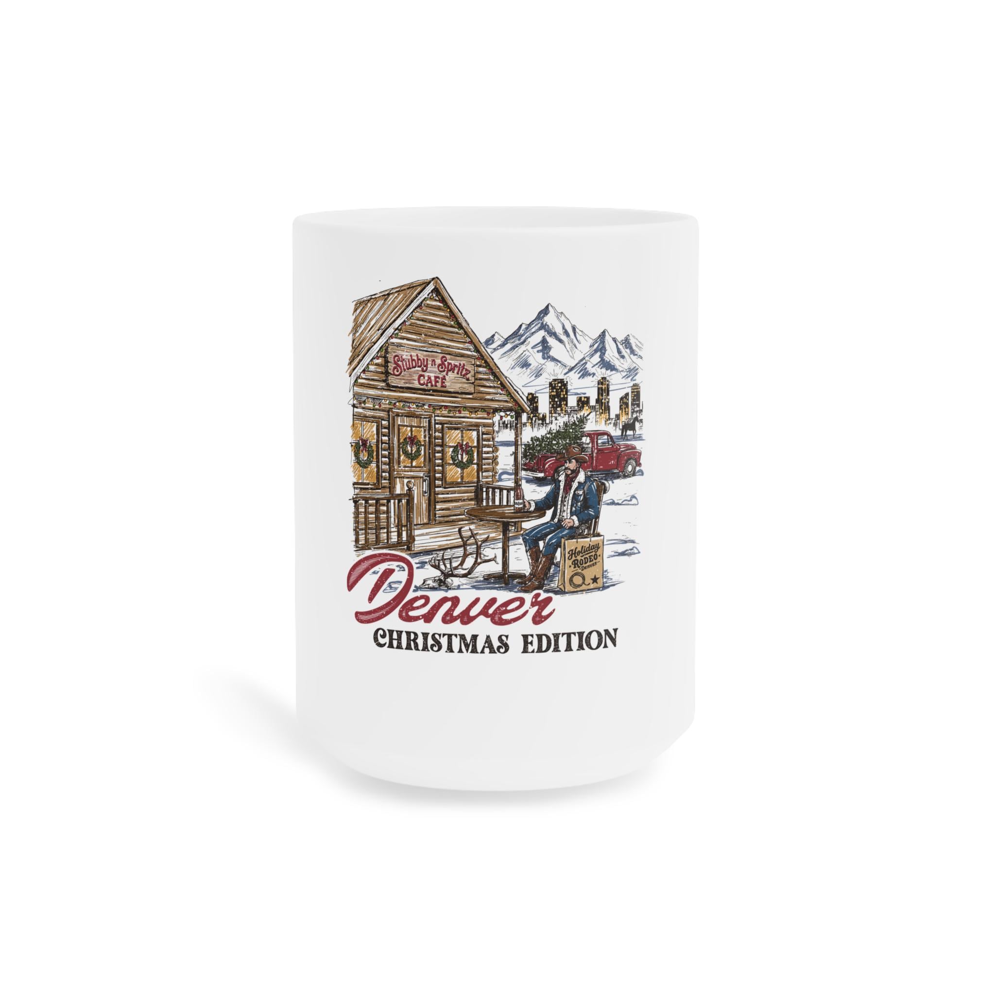 Denver Christmas Cafe Mug: Retro Ski Design Travel Mug