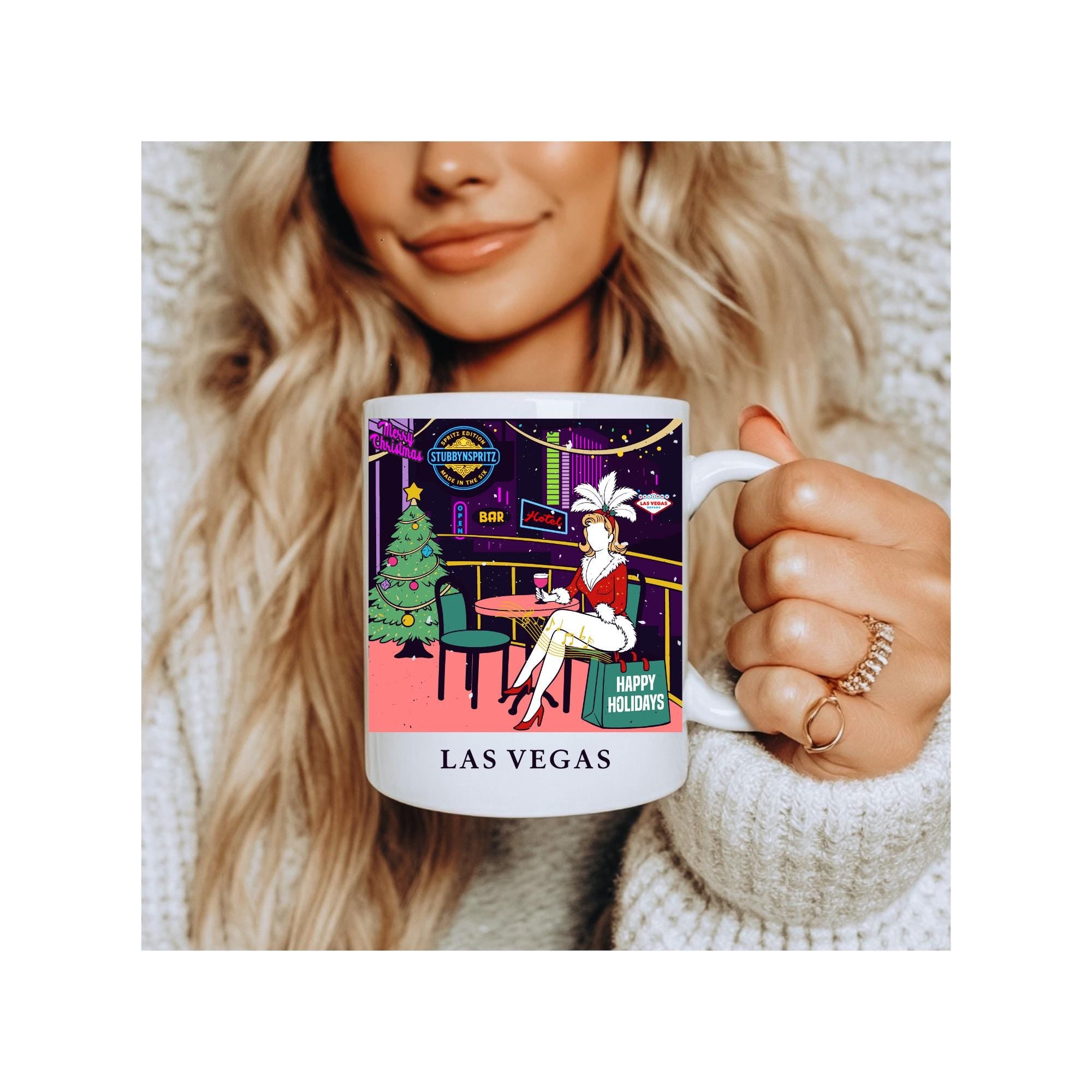 Festive Las Vegas Christmas Mug: Holiday Coffee Cup