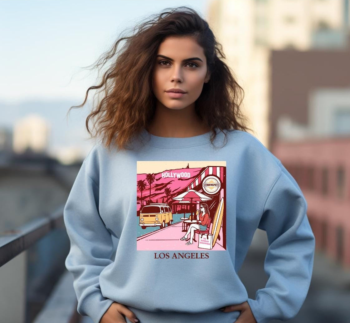 Los Angeles Cafe Sweatshirt: Vintage Unisex Crewneck