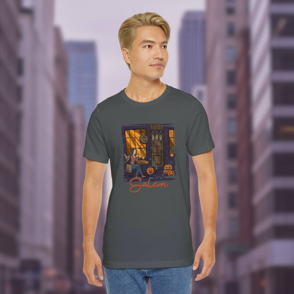 Salem Black Cat Halloween T-Shirt - Unisex Cotton Tee