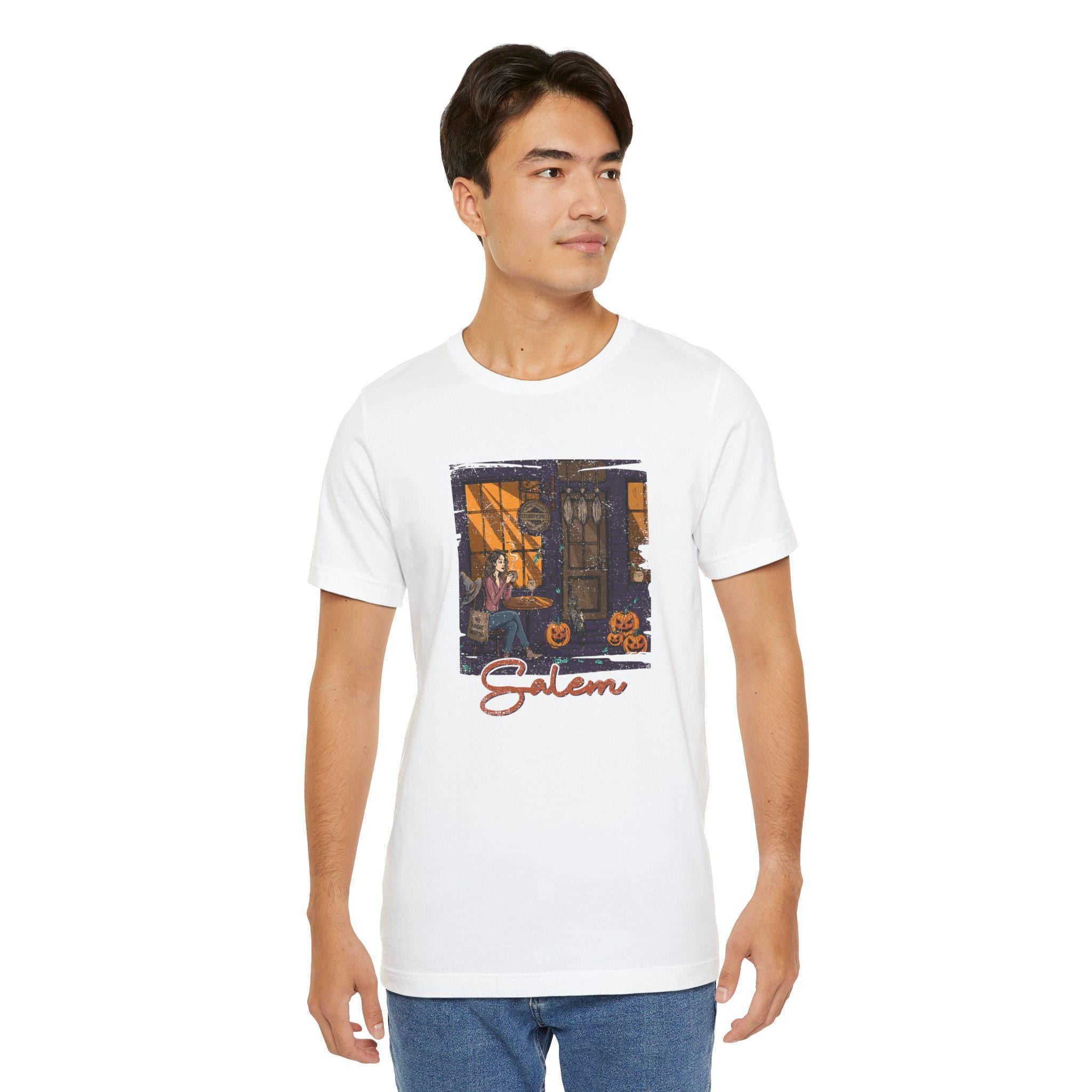 Salem Black Cat Halloween T-Shirt - Unisex Cotton Tee