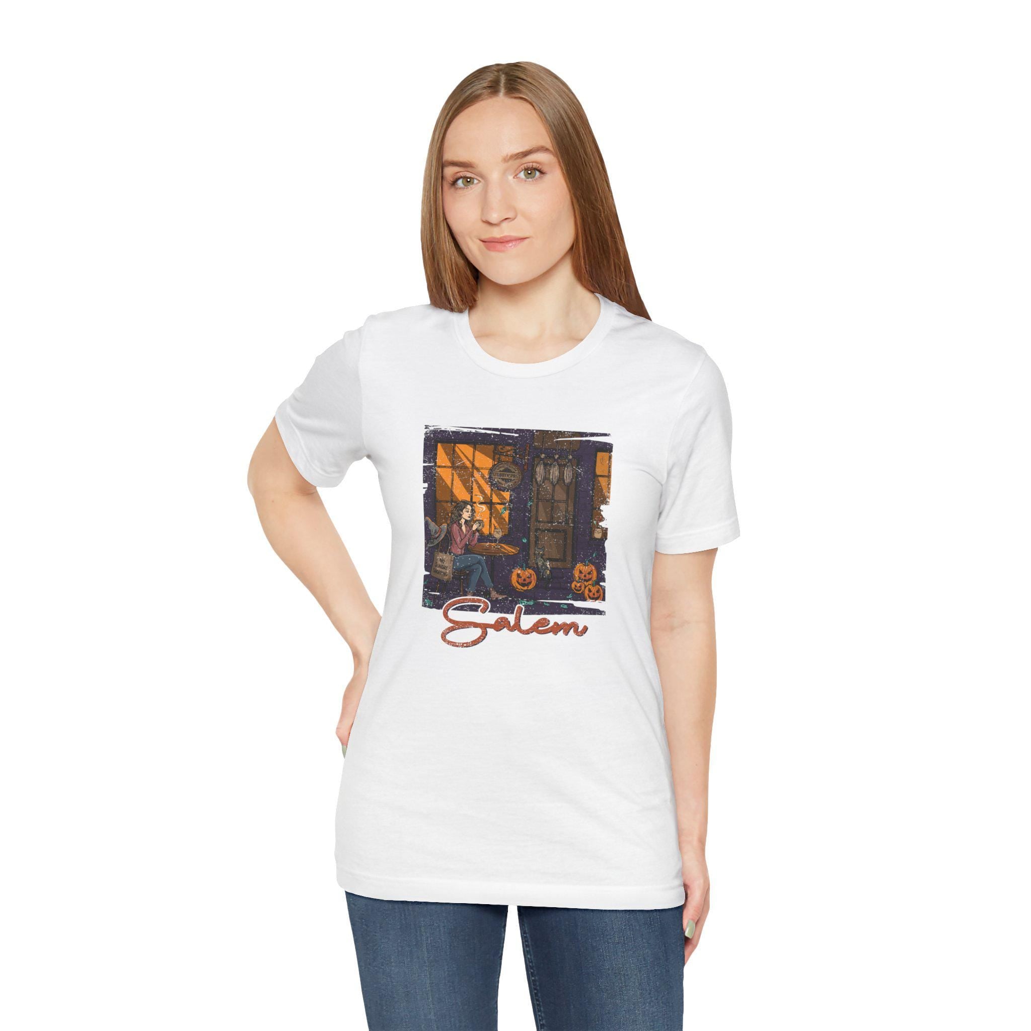 Salem Black Cat Halloween T-Shirt - Unisex Cotton Tee