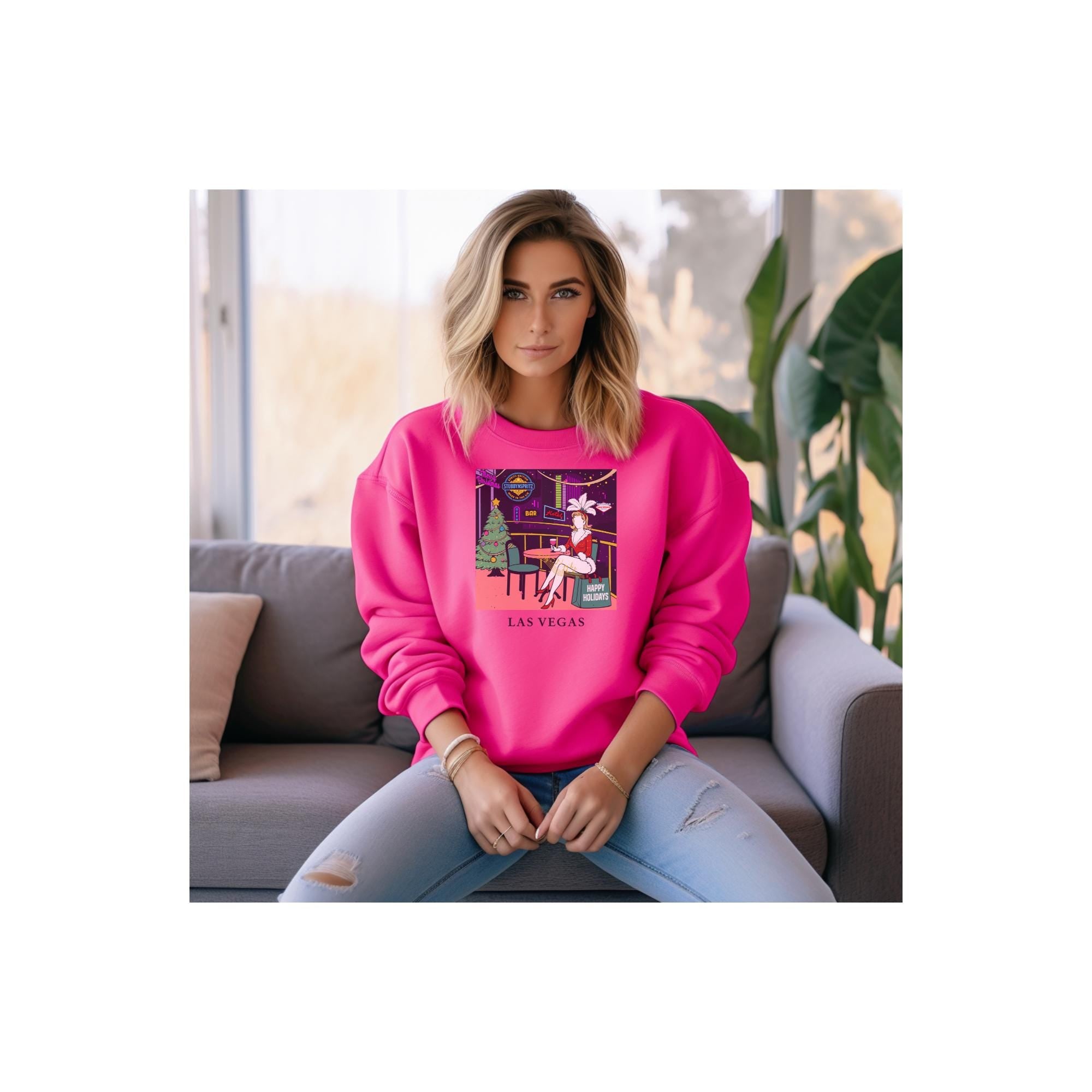 Las Vegas Showgirl Christmas Sweatshirt: Retro Holiday Crewneck