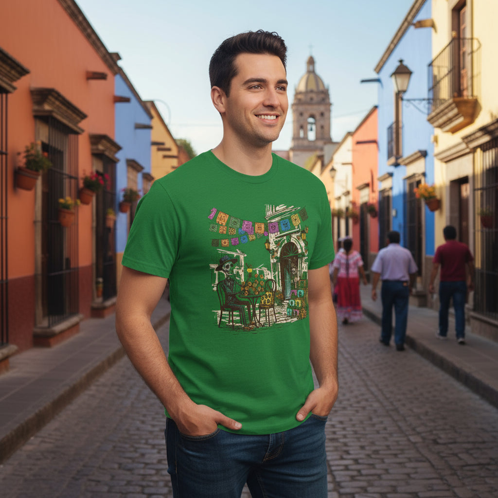 Artistic Cafe Gathering T-Shirt: Coffee Lover Unisex Tee