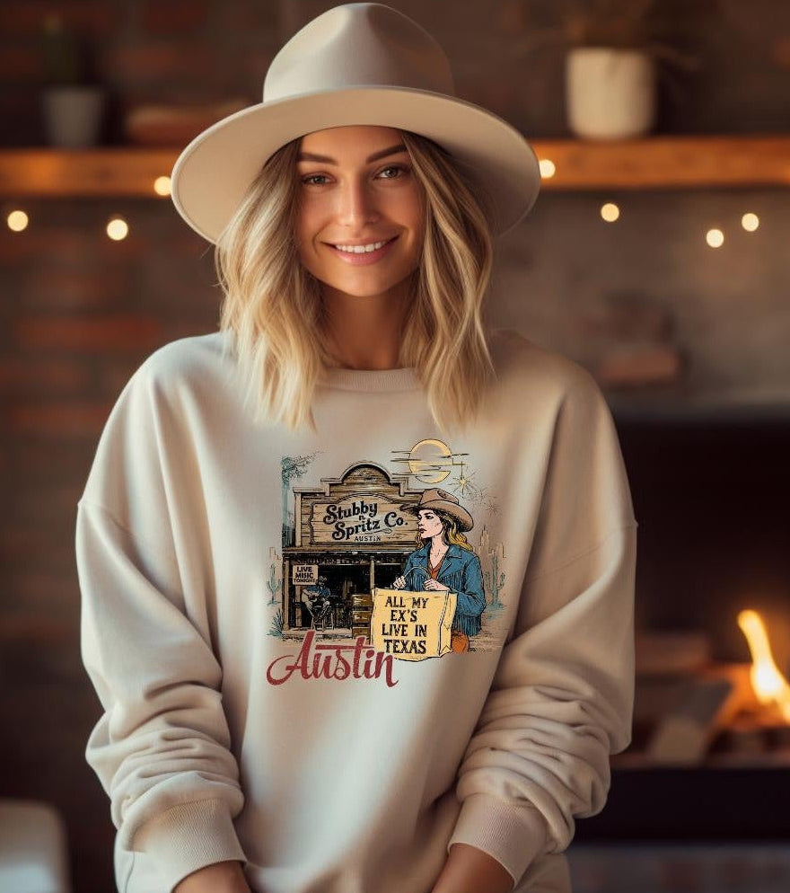All My Exs Live In Texas Sweatshirt Premium Cotton Blend Limited Release Collectors Item