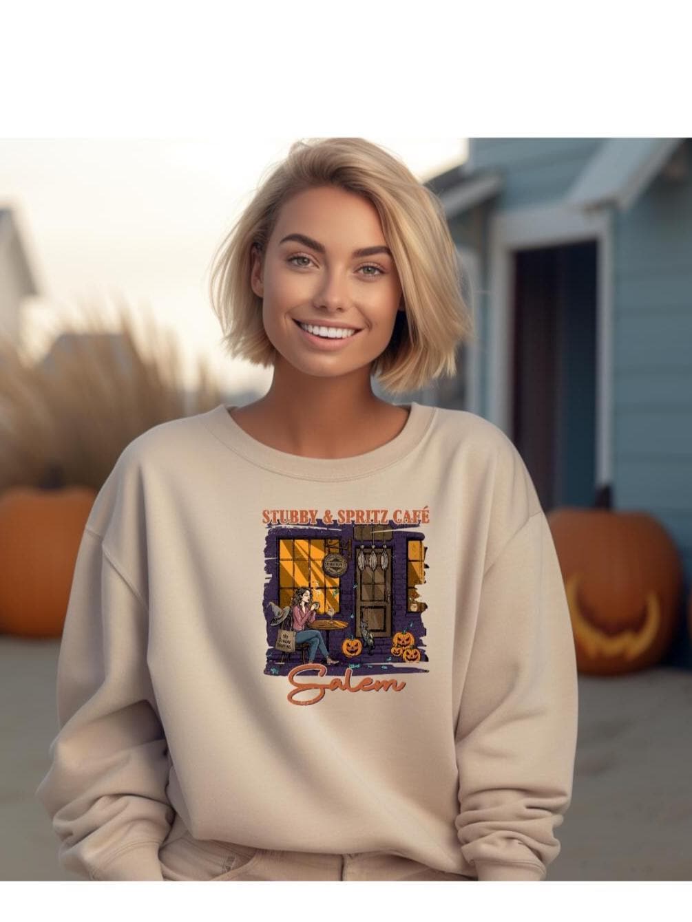 Salem Cafe Vibes Halloween Sweatshirt - Cozy Autumn Pullover