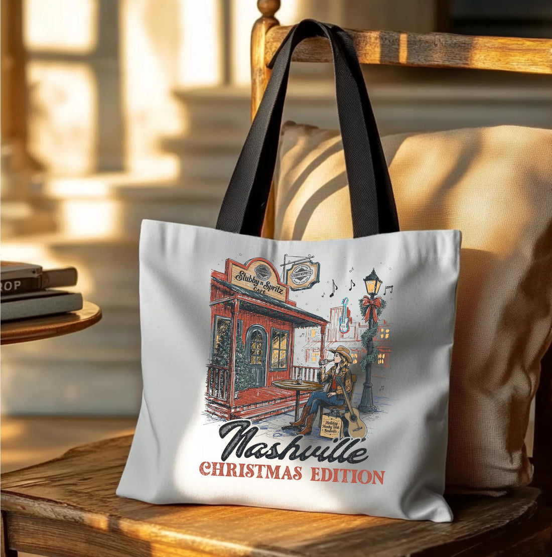 Nashville Christmas Edition Tote Bag: Country Music Lover Gift