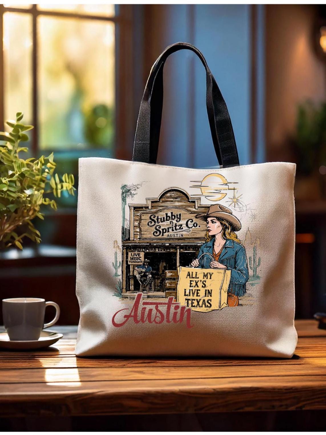Texas Country Music Tote Bag: All My Ex's Design