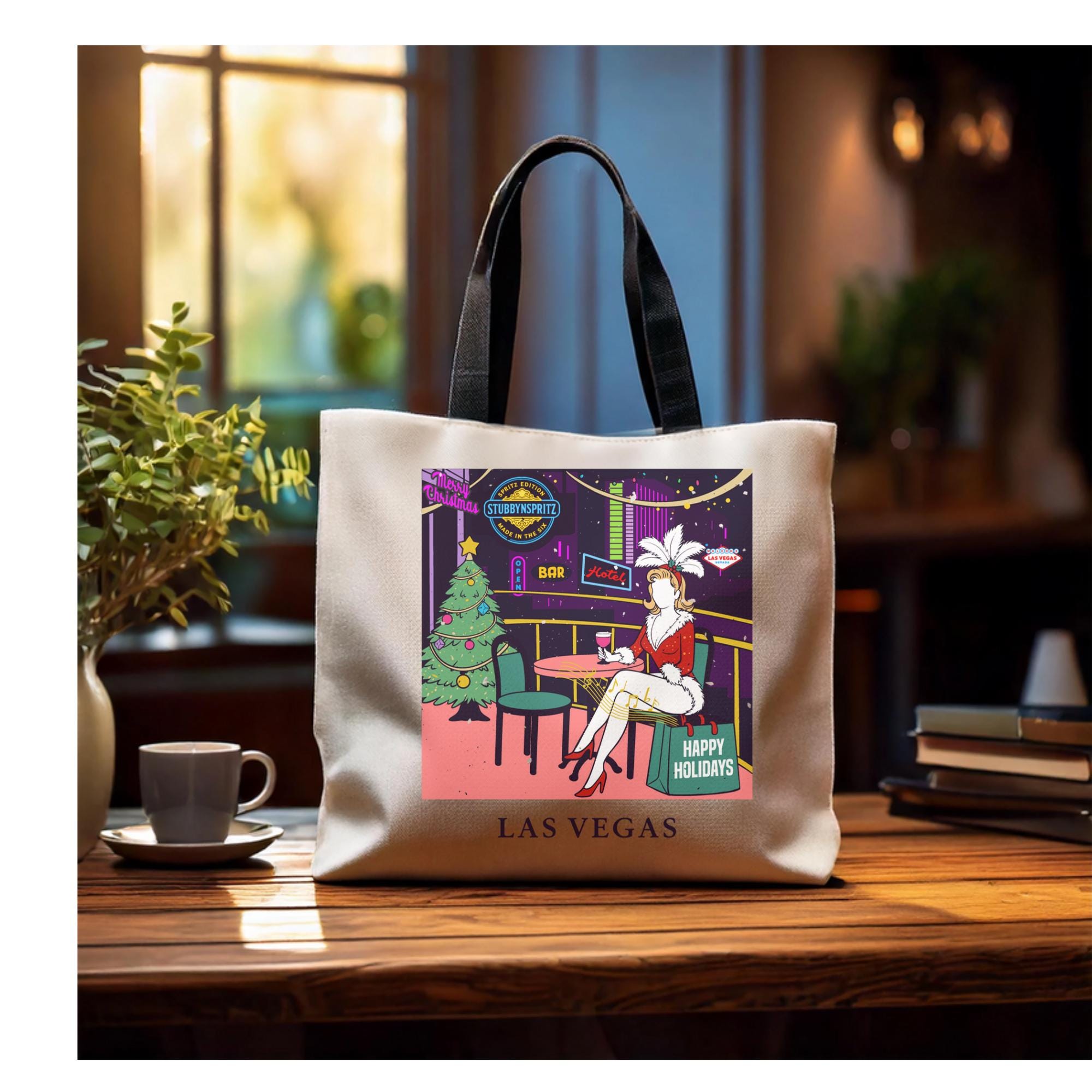 Las Vegas Showgirl Tote Bag: Polyester Holiday Party Gift