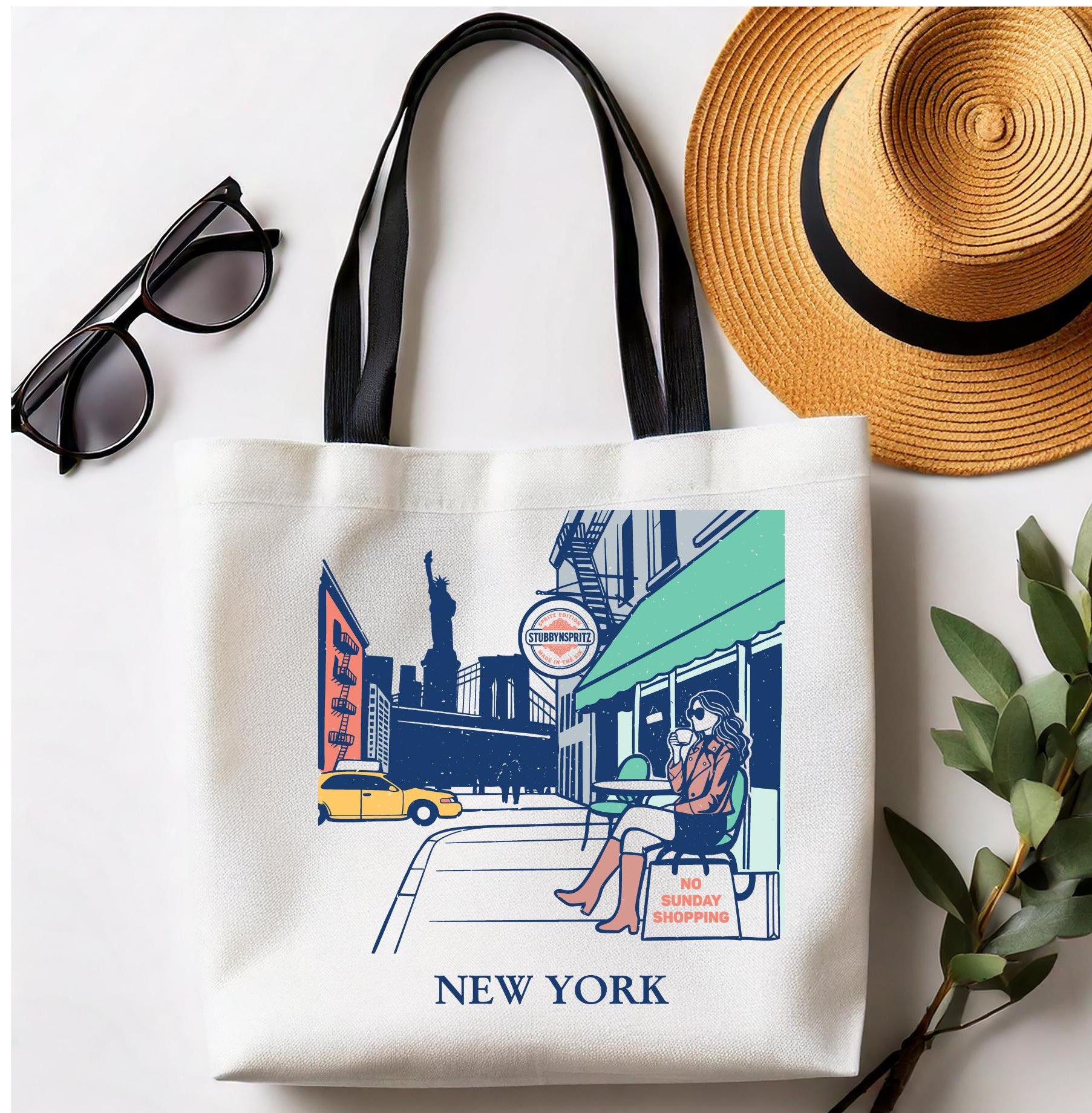 NYC Cityscape Tote Bag: Polyester All-Over Print