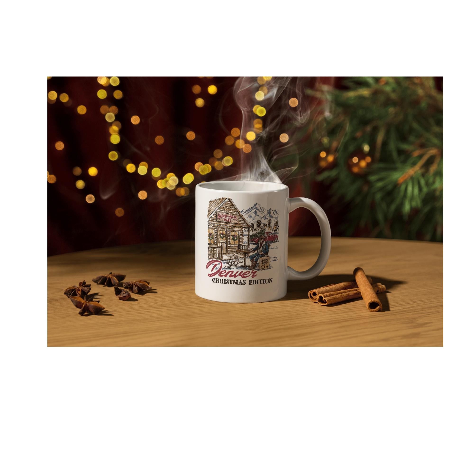 Denver Christmas Cafe Mug: Retro Ski Design Travel Mug