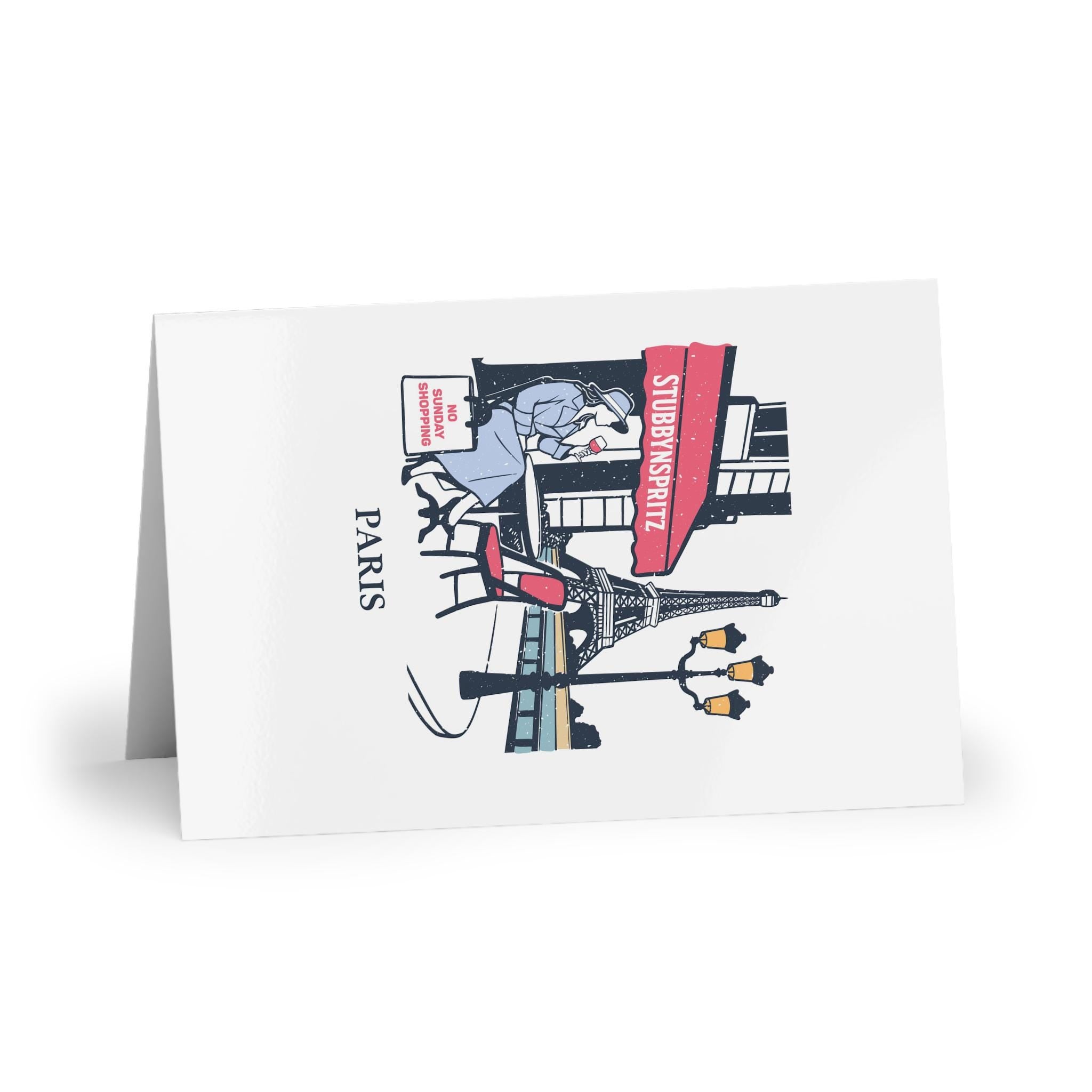 Greeting Cards, Paris Eiffel Tower Cafe Card - Hand Drawn Design, Stationery Set, Note Cards, Blank Cards, French Parisian Cards, Art Cards