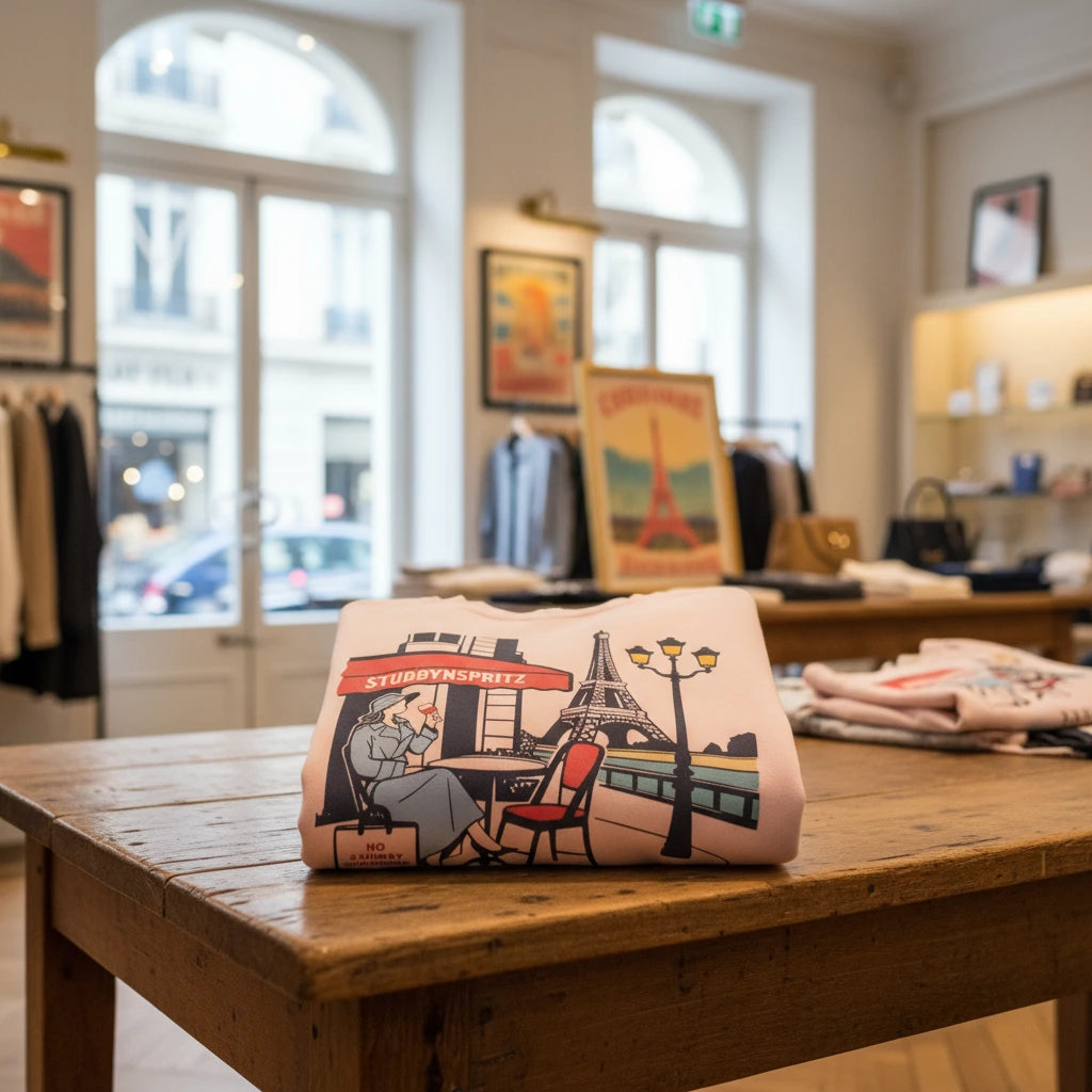 Paris Cafe Collection French Terry Sweatshirt With Exclusive Eiffel Tower Graphic