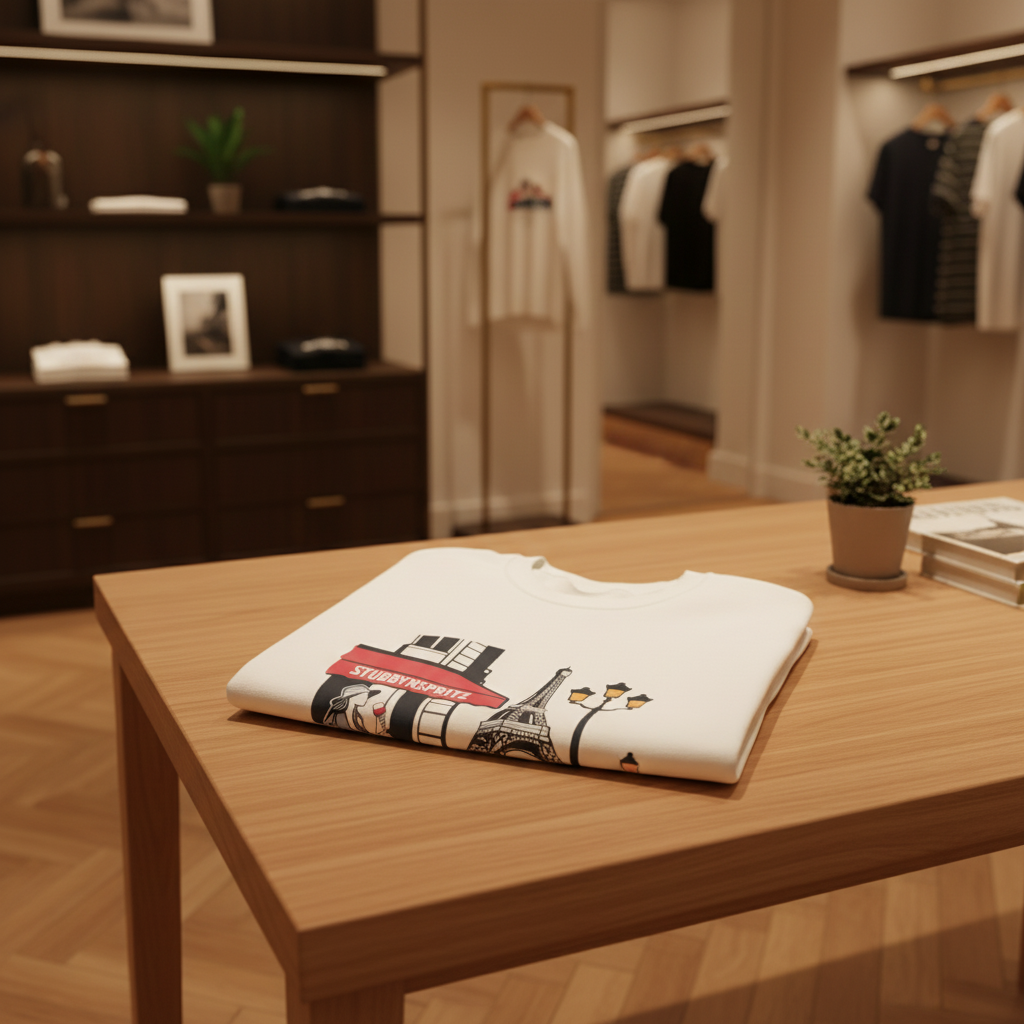 Paris Cafe Collection French Terry Sweatshirt With Exclusive Eiffel Tower Graphic