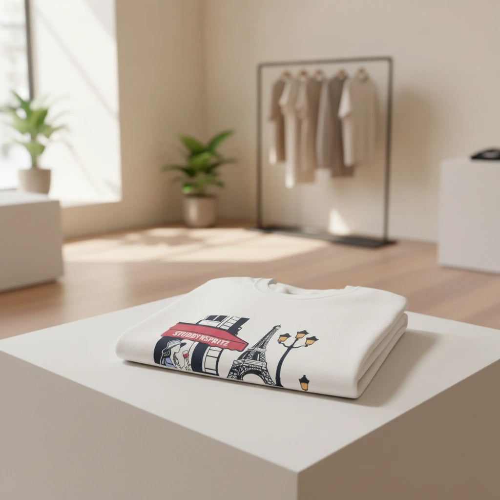 Paris Cafe Collection French Terry Sweatshirt With Exclusive Eiffel Tower Graphic